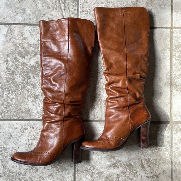 Kenneth Cole Reaction Chantell Brown Leather Slouch Heeled Knee Boots 8.5 - Picture 8 of 13